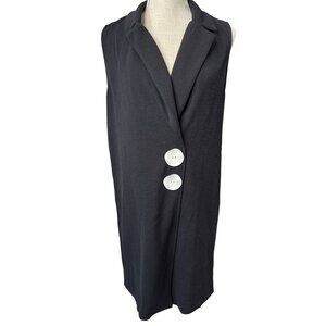 Zara Black Sleeveless Long Vest dress  With White Buttons Size M Stylish Layerin
